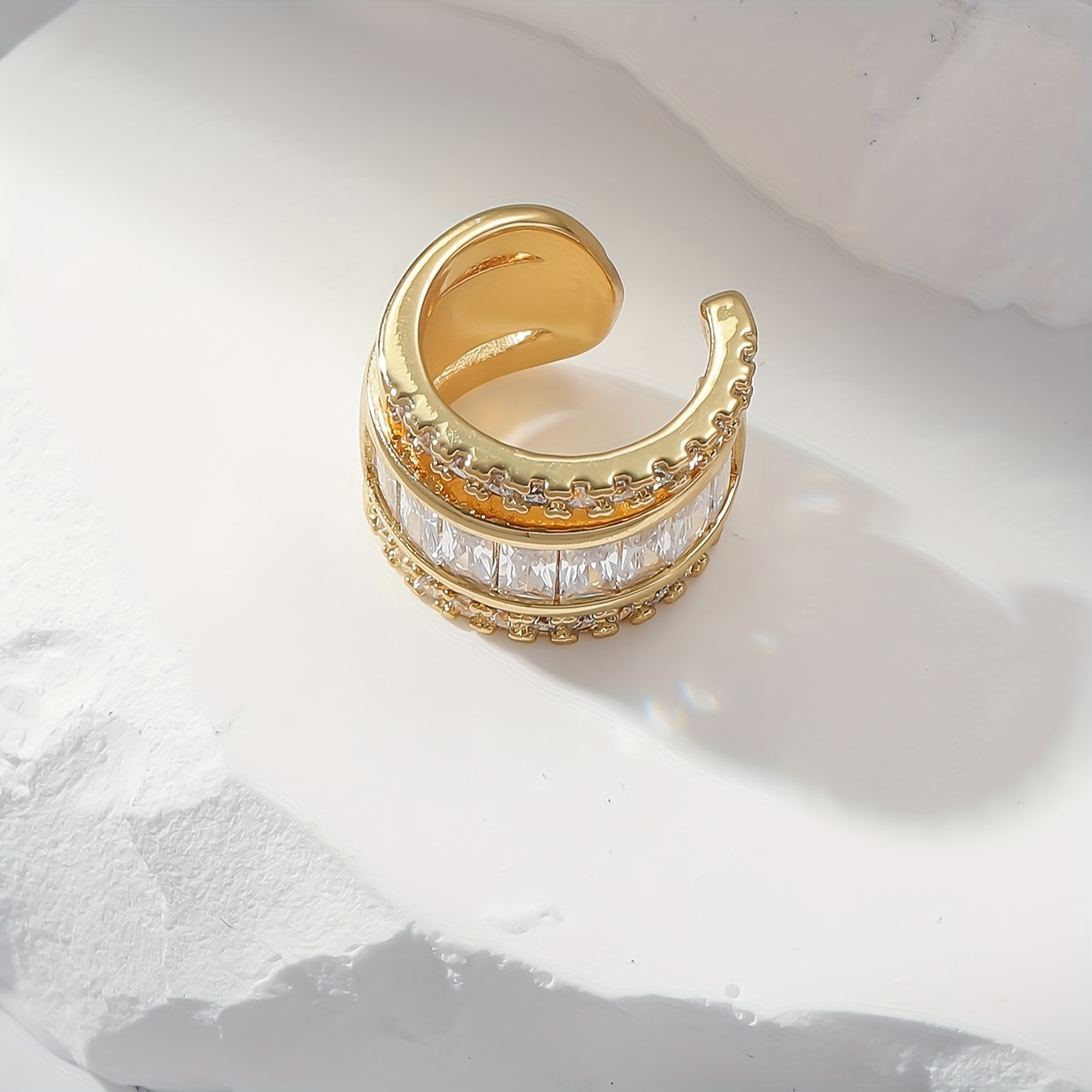 3 Layer Ear Bone Cuff with Cubic Zirconia