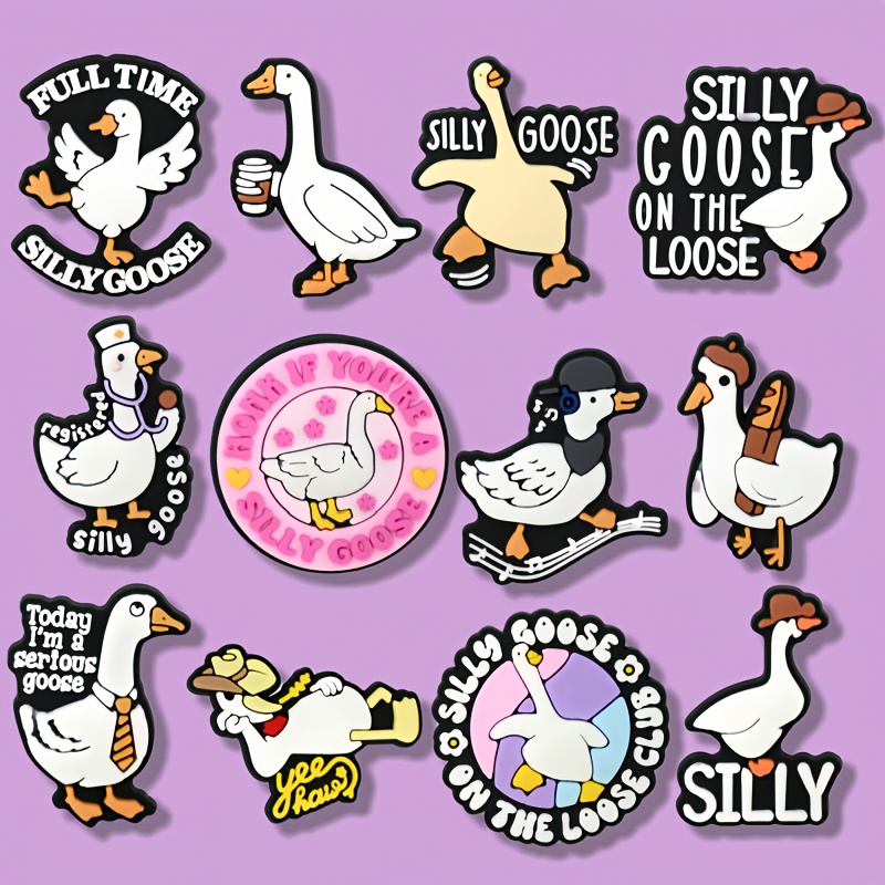 TEMU 12pcs Goose Spirit Theme, Classic And Unique, Endless . Suitable For Decoration, Adorning Shoes, Bags, S, Or As Party Favors, Holiday Decorations, Birthday Trinkets, It Can Showcase Unique