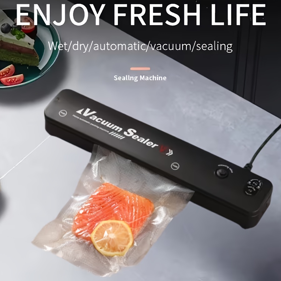Vacuum Sealing Machine Set with 55 Bags for Food Preservation and Low-Temperature Cooking, Automatic Household Vacuum Sealer in Black or Whi