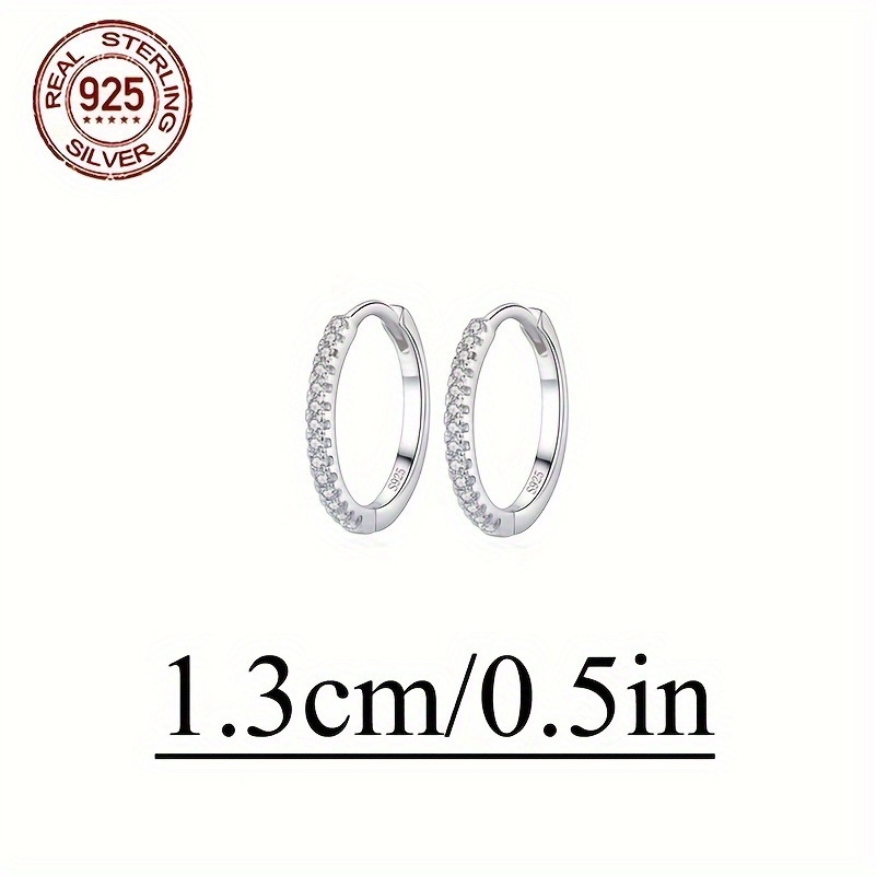 TEMU Exquisite Hoop Earrings 925 Sterling Silver Hypoallergenic Jewelry Zirconia Inlaid Elegant Leisure Style For Women Daily Casual