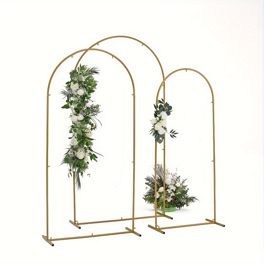 

6.6ft, 5.9ft, 4.9ft Wedding Arch Backdrop Stand Set Of 3 Balloon Arch Stand, Metal Arch Backdrop Stand For Birthday Party, Wedding Arches For Ceremony Decoration Backdrop Door Frame Gold