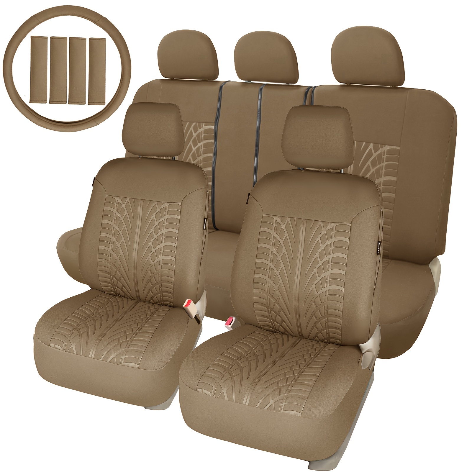 

Embossed Cloth Grey 17pcs Car Seat Covers Full Set - Universal Fits Trucks Suv