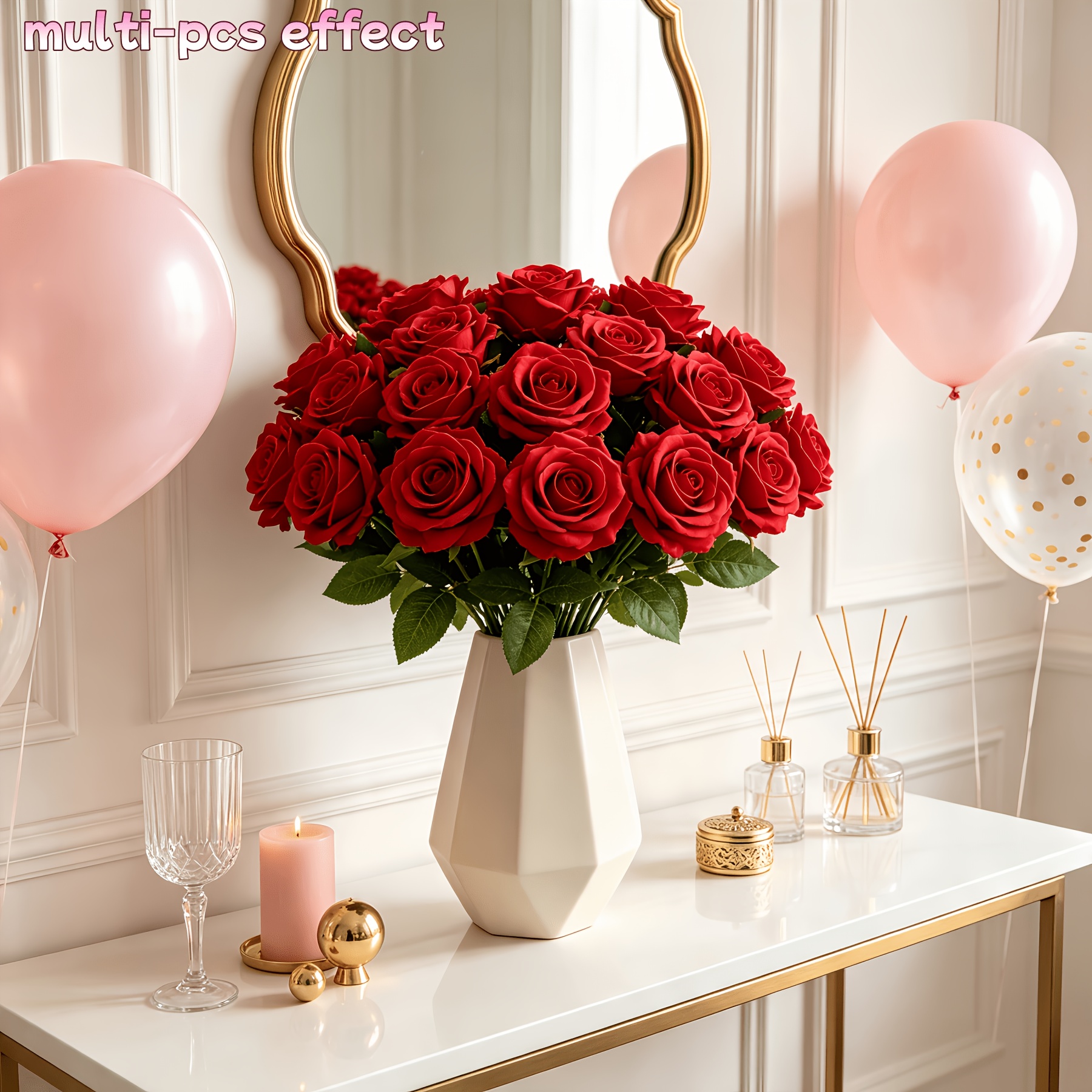 9 stieliger hoher großer künstlicher rosenstrauß