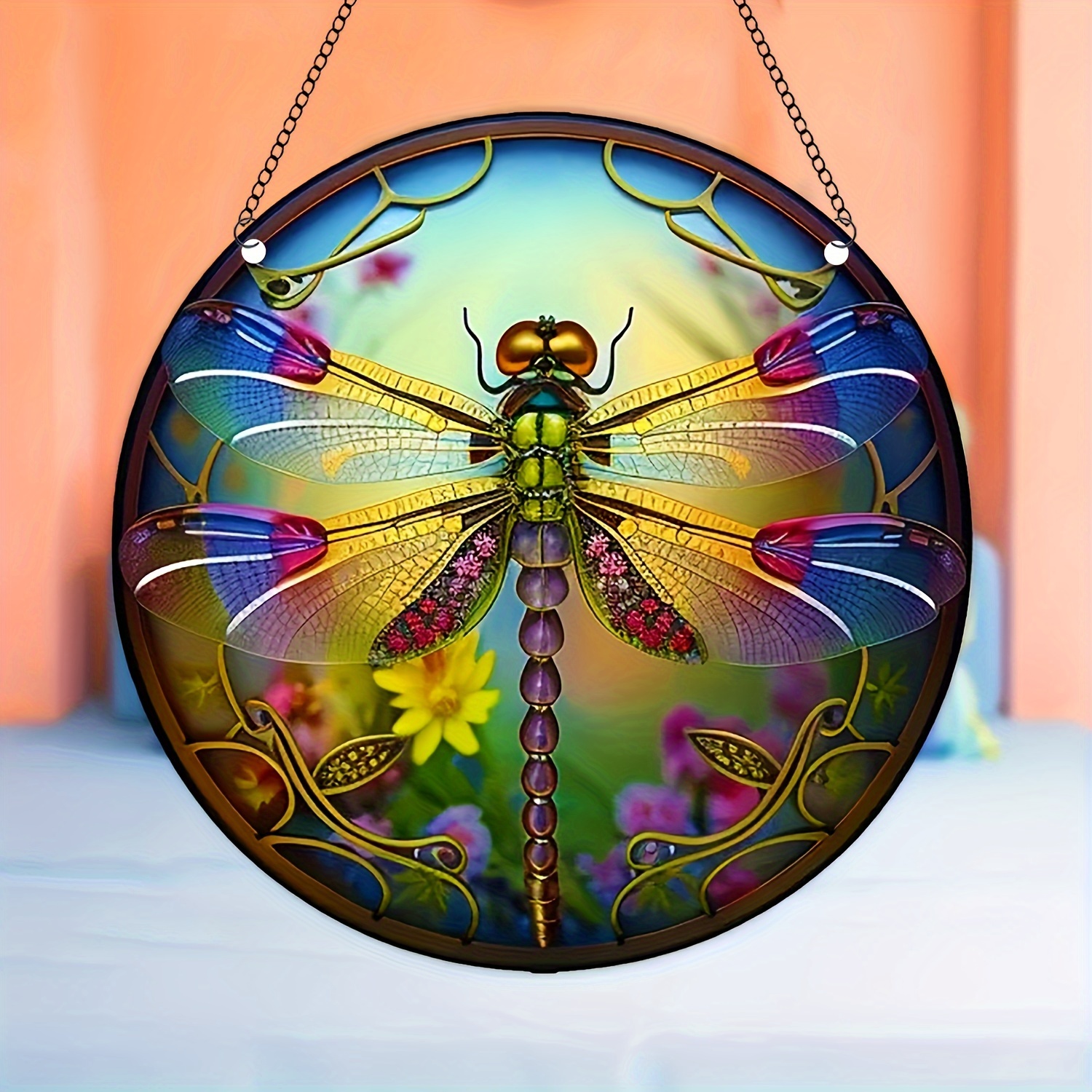 1PC Dragonfly Window Hanging Pendant Suncatcher Home Decor, Colorful  Butterfly Sunflower Sun Catcher, Garden Yard Indoor Outdoor Ornament,  Acrylic Dye