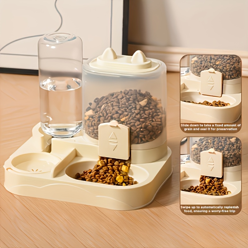 2-In-1 Large Capacity Automatic Pet Feeder And Water Dispenser – Dry And Wet Separation, Durable Plastic, Transparent Design, Ideal for Indoor Pet Hydration And Healthy Diet, No Battery Needed – Worry-Free Travel, Suitable for Cats And Dogs