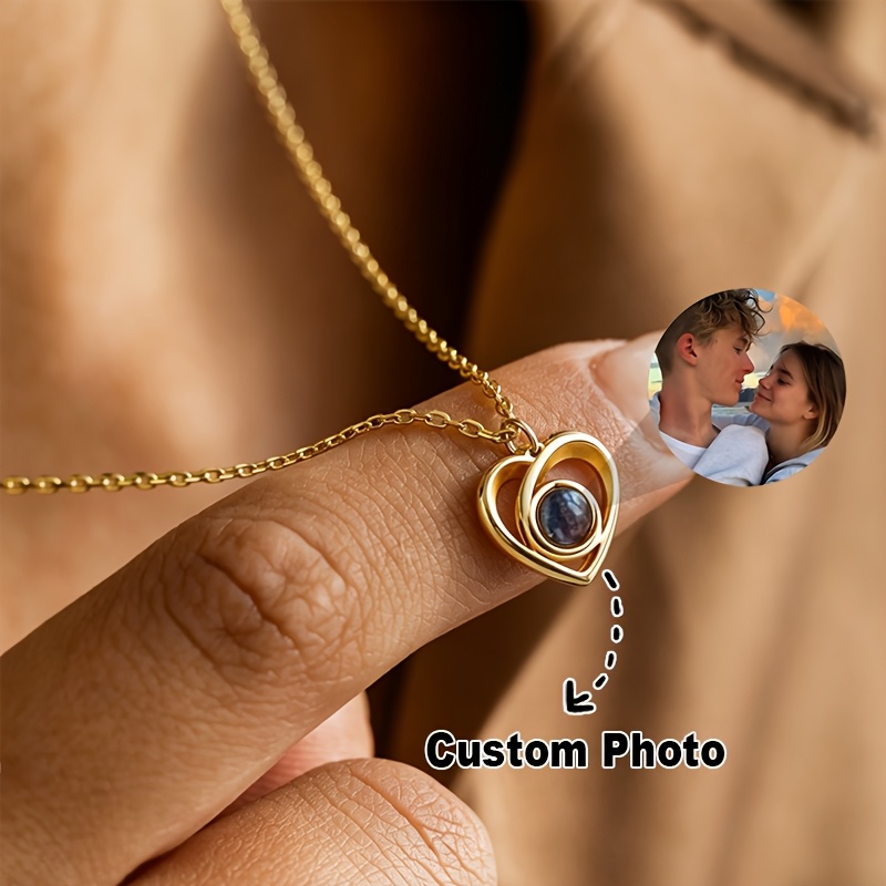 Custom Photo Necklace with Heart Projection Pendant