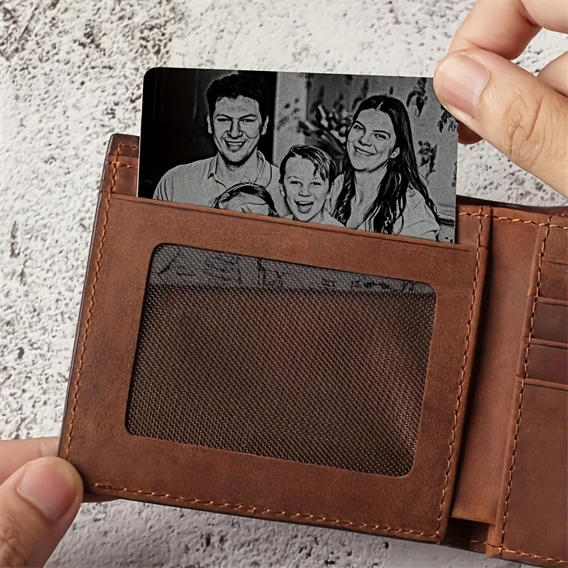 Portafoglio In Metallo Con Foto Personalizzata, Inserto Per Portafoglio Con Foto Personalizzata, Inserto Per Portafoglio Con Foto Incisa, Regalo Di Anniversario Per Lui - Italia - Foto 6