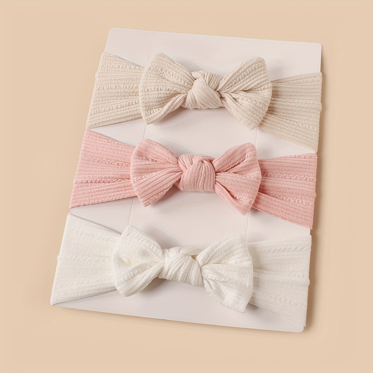 3pcs Solid Jacquard Headband, Girls Stretchy Handmade Bow Securing Hairband, Cute Hair Additions