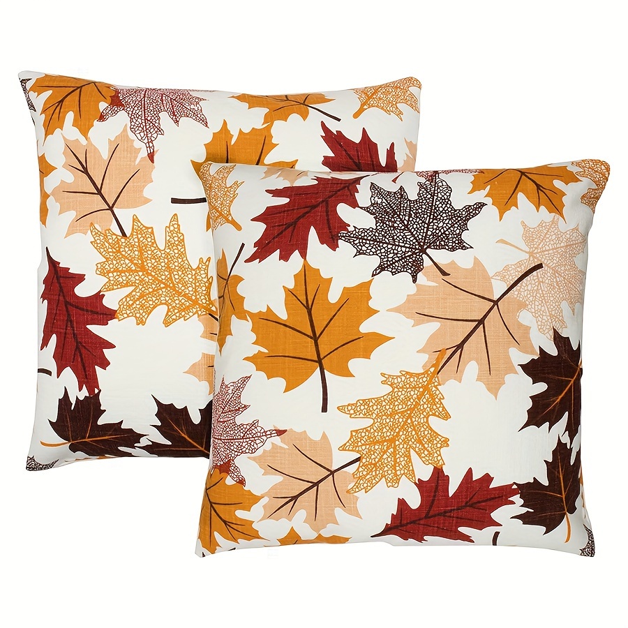 

2pcs, Polyester Autumn Decorations Fall Porch Outdoor Throw Pillow Covers Decor Maple Leaves Farmhouse Cushion Cases For Home Couch Sofa Patio Bench, Maple Leaves 16x16, 18x18, 20x20 (no Pillow Core.)