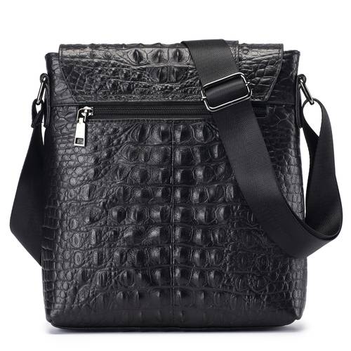 vintage mens messenger bag genuine cowhide leather crossbody bag with adjustable strap 29 57 crocodile embossed texture magnetic business travel everyday shoulder bag for men formal casual use ideal gift for professionals durable stitching premium professional men