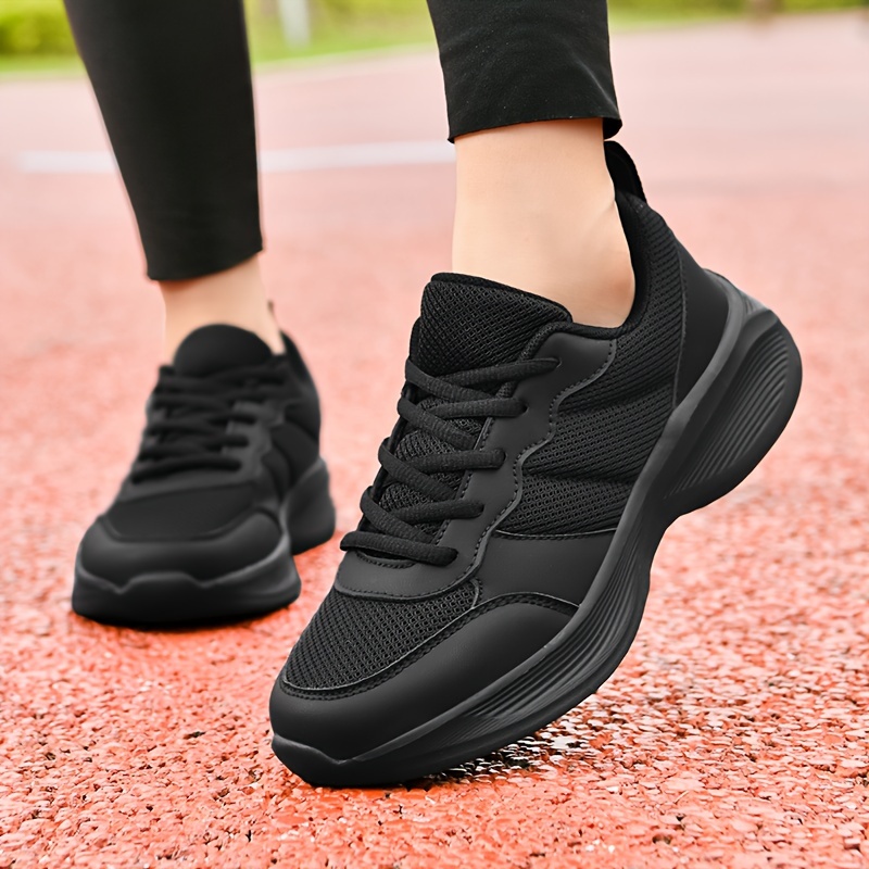 Footwear Black Sports Shoes For Office Women's Breathable Mesh