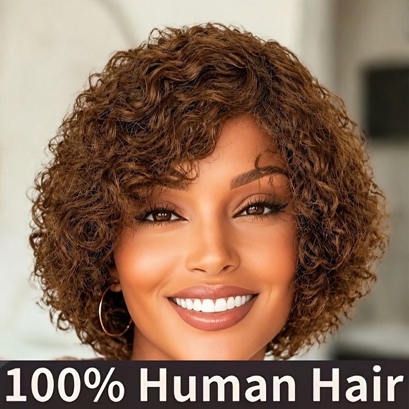 TEMU As Picture Daily Machine-made Friendly High Quality Elegant Wigs Curly High-quality Short Style And Straight Hair Short Pre- Natural Hairline