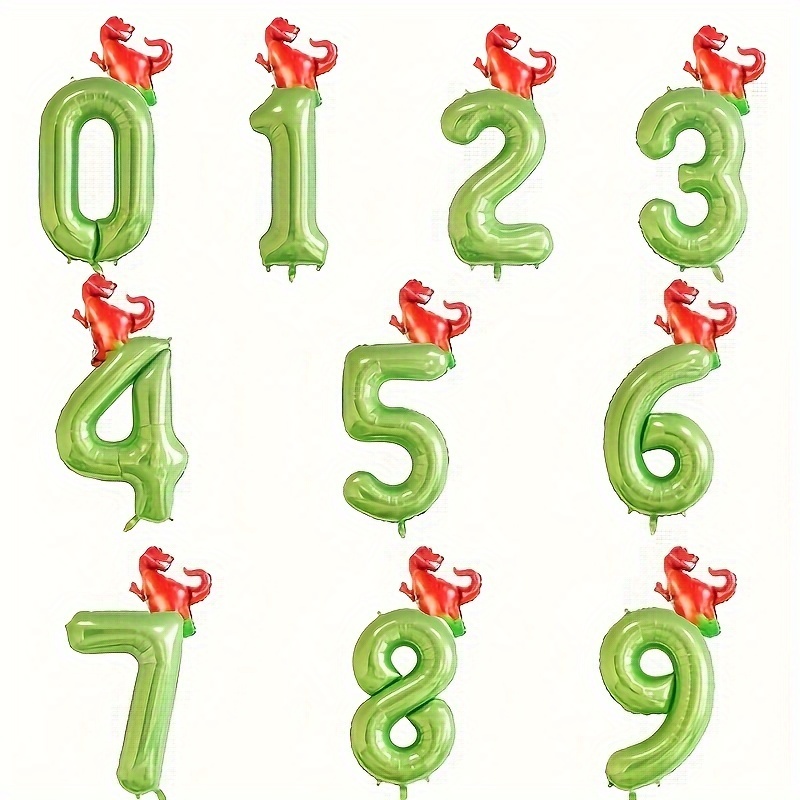 

2pcs/set, Giant 40" Green Fruit Number Balloons With T-rex Dinosaur Design, Ideal For Birthday Party, Photo Props, Anniversary Party Decorations, Home Room Decor