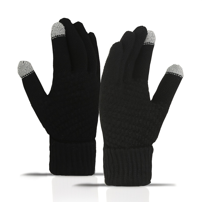Thickened And Fleece-lined Gloves For Men And Women, Suitable For Outdoor Sports And Cycling, Featuring Touchscreen-friendly Knitted For