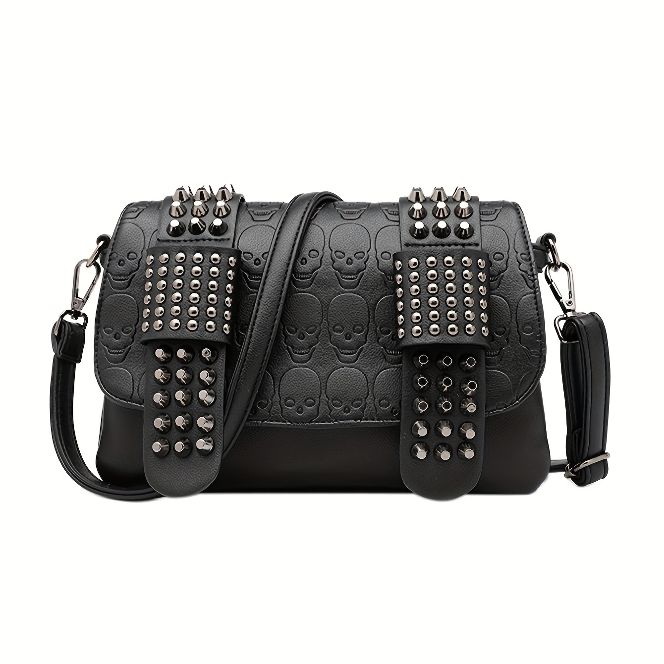 

Punk Rivet Dark 1 Shoulder Messenger Bag Skull Casual Commuter Bag