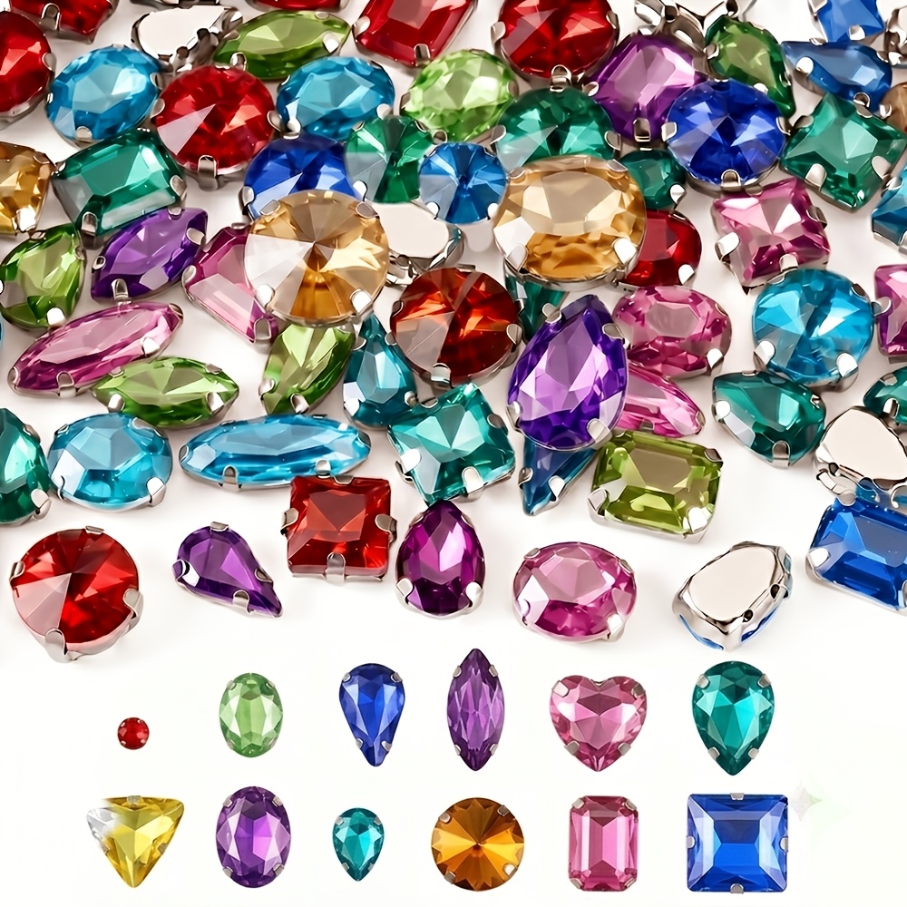 TEMU 130pcs Stitched Kit Mixed Shapes Sizes For Diy Crafts Shoes Dresses Jewellery Making And Fashion Accessories