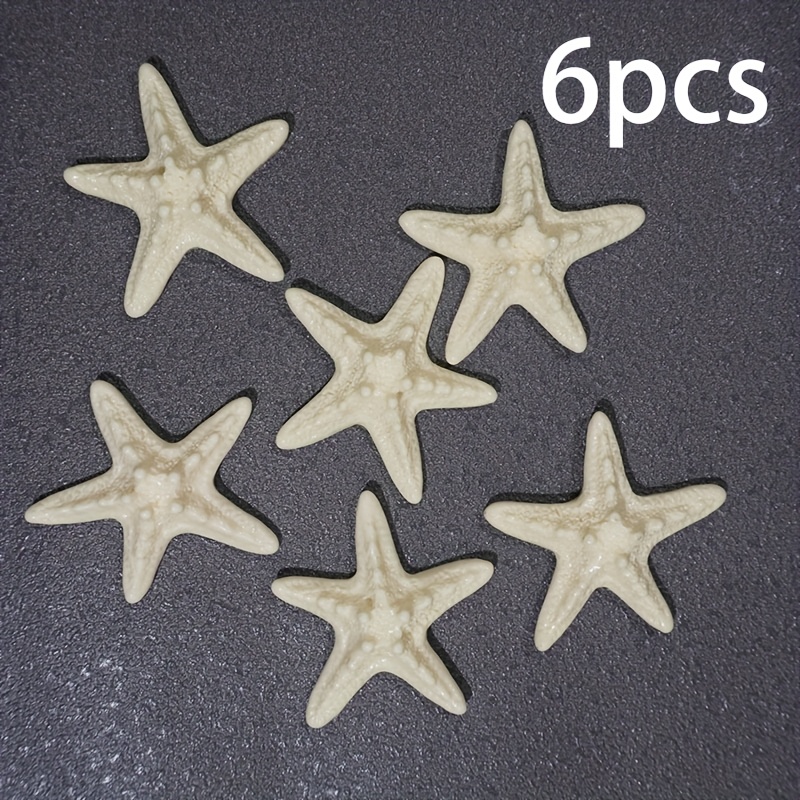 Image of 6pcs Bohemian Style Resin Starfish Set, Handmade Decorations With A Theme, Suitable For Aquariums, Gardens, Photo Frames, Wind Chimes, And Drift Bottle Gifts, Chain Ornaments, Pendants