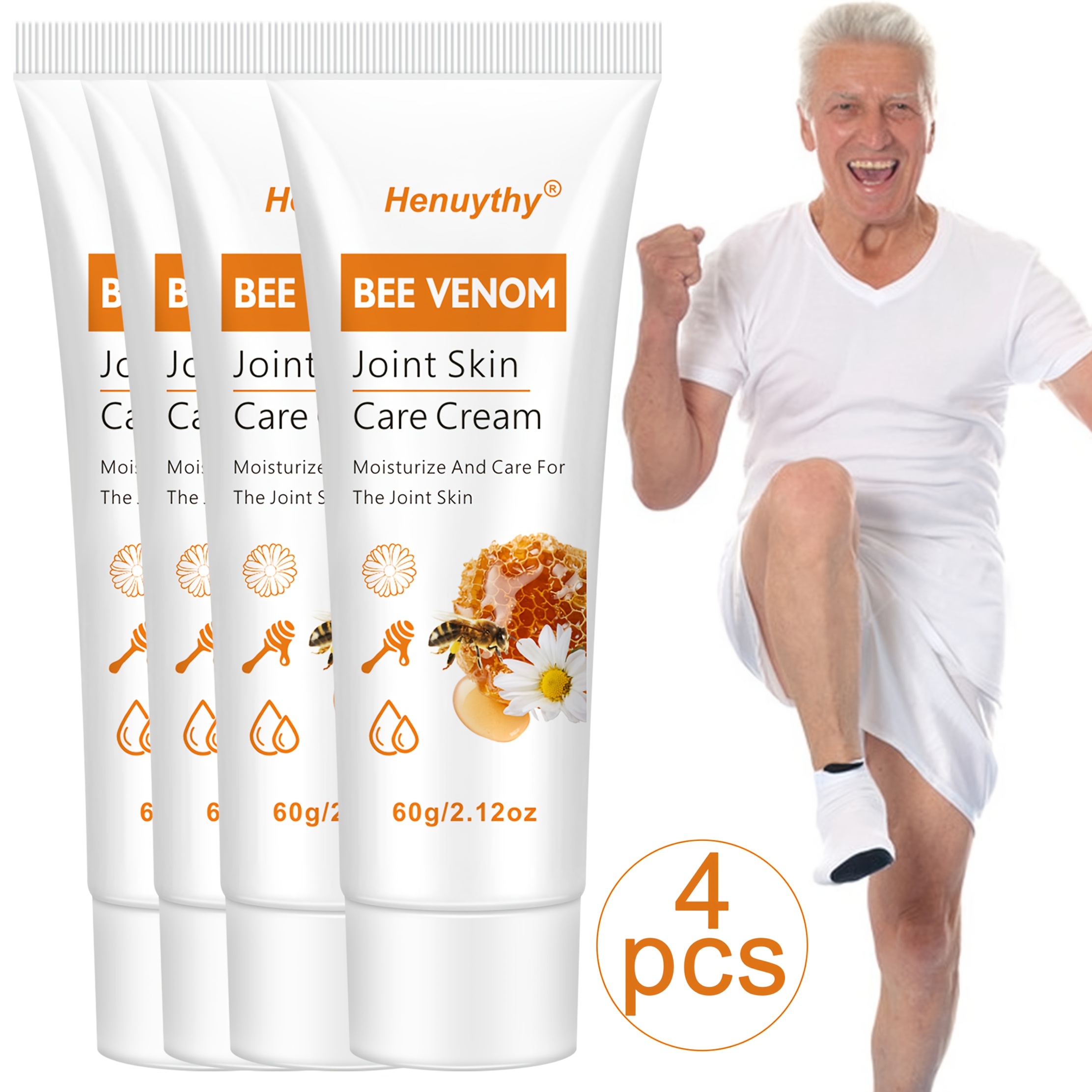 4pcs Bee Venom Joint Skin Care Cream - Body Moisturizing Cream For All Body Joint Skin, Care For Your Joint Skin, Ideal Gift For Workers, Office Staff, Seniors And Sports Enthusiasts