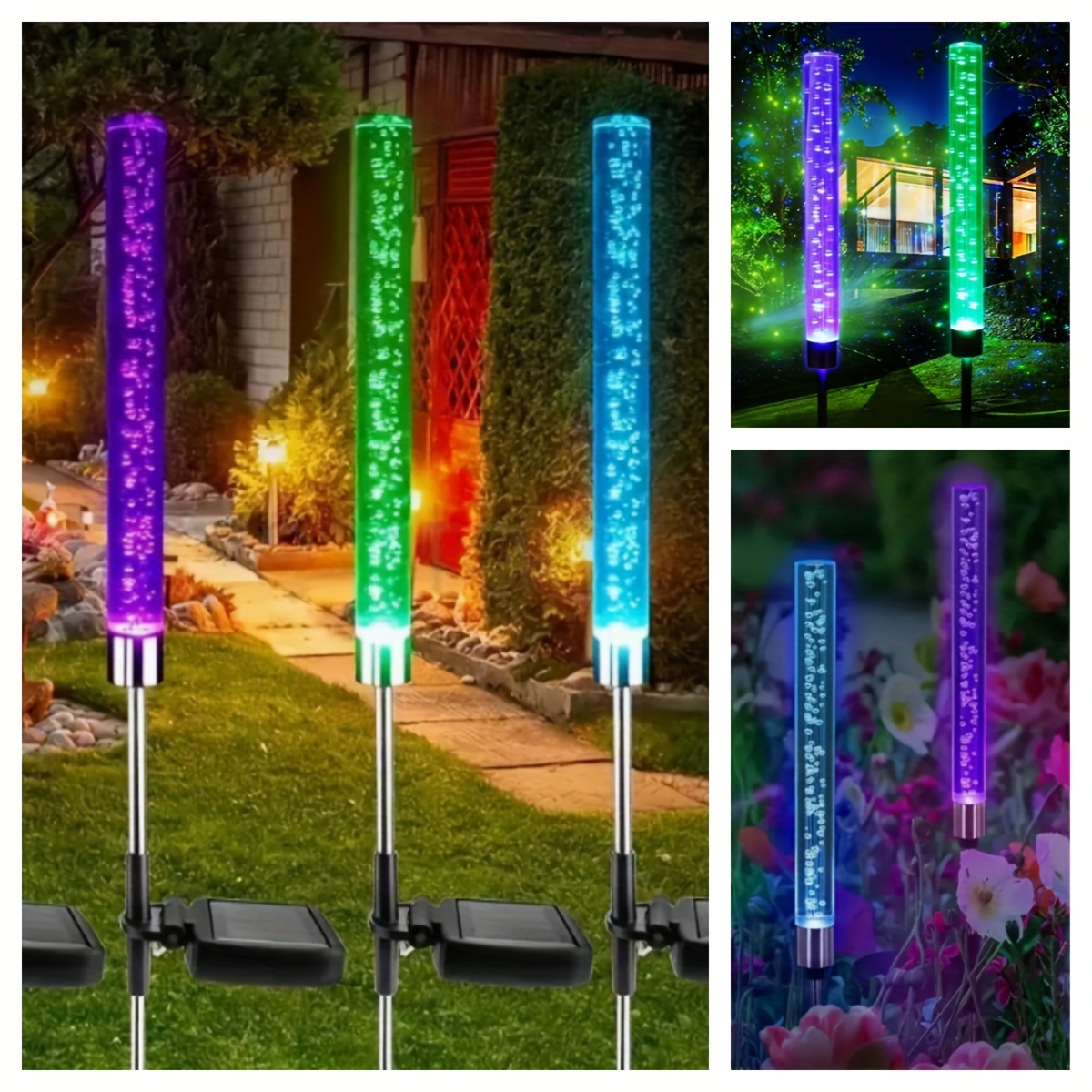 

2/4 Pcs Magical Acrylic Color-changing Solar Stake Lights - Changing Bubble Effects - Yard Decor For Patio, Lawn & Garden