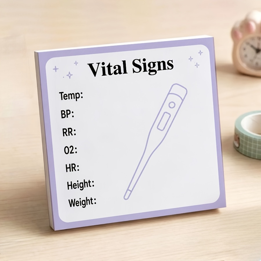 TEMU Bloc-notes à détacher colle avec journal des vitaux, bloc-notes médical pour soins infirmiers, papier d'écriture pré-imprimé pour de patient,