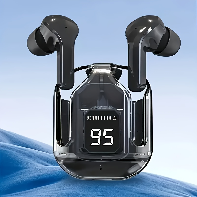 Wireless Earbuds with Active Noise Cancellation, Wireless Microphone Charging Case, High-Fidelity Stereo In-Ear Headphones - USB-C Rechargeable, 1.5W, 5W Fast Charge Support, Transparent Design, Comfortable Earpads for Sports & Daily Use, Earbud Headphones