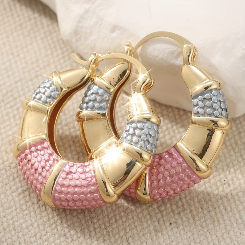 Image of New Ins Design Synthetic Cubic Hoop Earrings For Women Exquisite Earring Wedding Jewelry Valentine's Day Gift