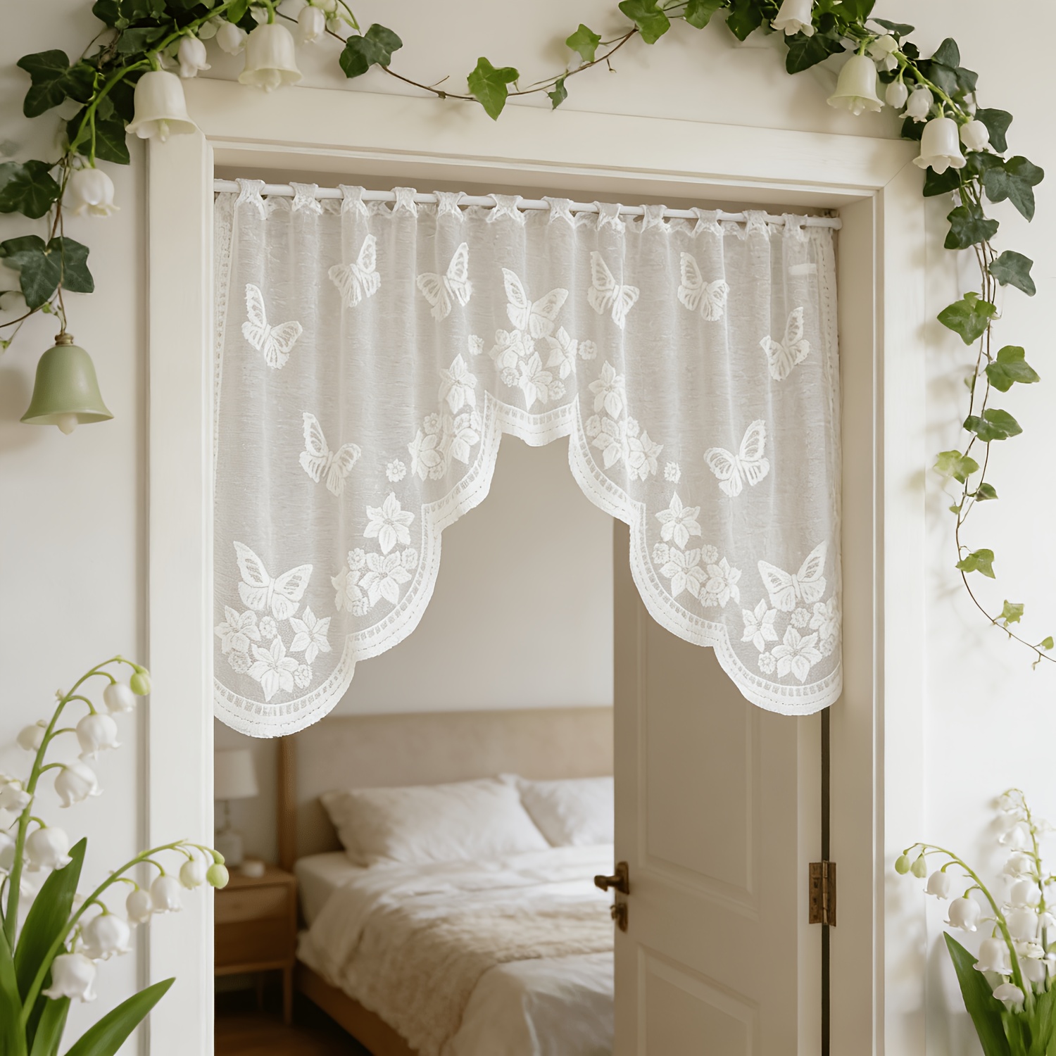 TEMU 1pc Rod Pocket Small Cafe Curtain With Pattern, , For Concealing And Beautifying Decor, Suitable For