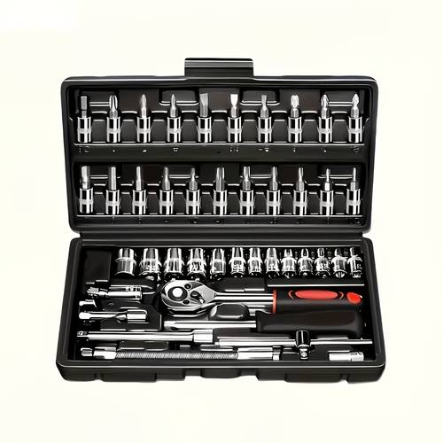 43 209 portable tool set automotive mechanic tool kit premium ratchet torque wrench and multi bit screwdriver set all in for car bicycle motorcycle repair tools
