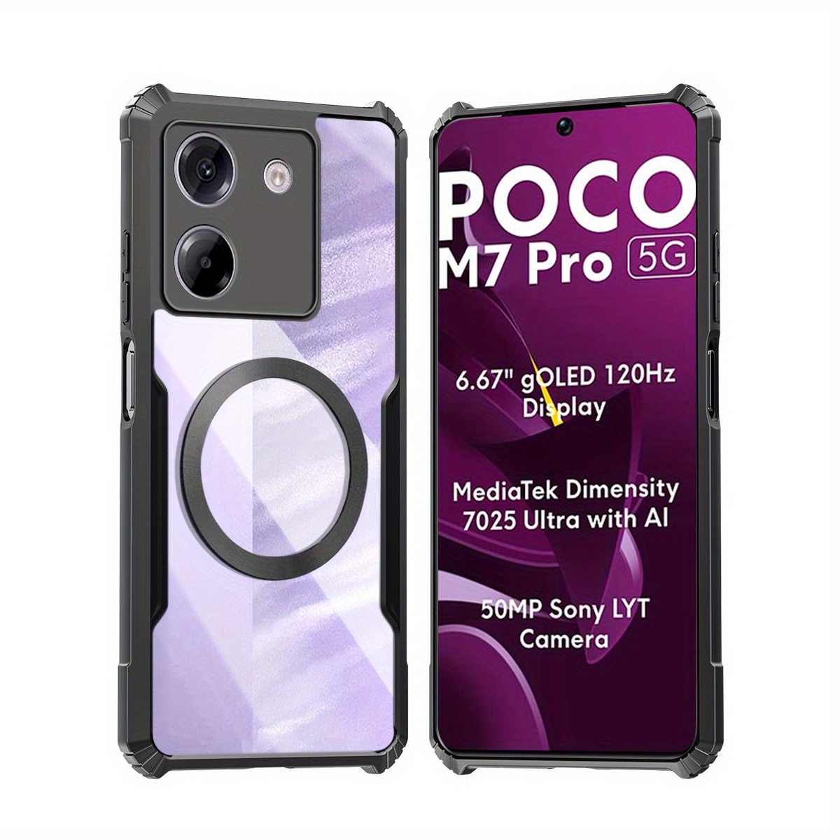 TEMU Compatibile con Xiaomi Poco M7 Pro 5G Custodia per Telefono con Magnetica, Custodia Antishock Morbida, Retro in Acrilico , Protezione per