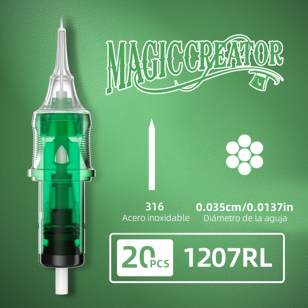 Image of 20-pack Magician Professional Tattoo Needles, 10/12 Series, Multiple Sizes , Upgraded Needle Tip, Stable Performance, Individually Packed, Tattoo Art Supplies For Beginners And