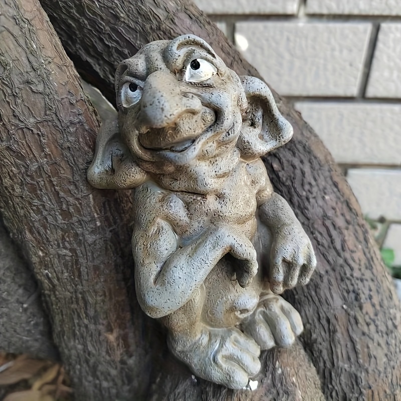 Garden buy gnome Outdoor sculpture Troll figurine Funny gnome statue Backyard decor Troll Outdoor sculpture