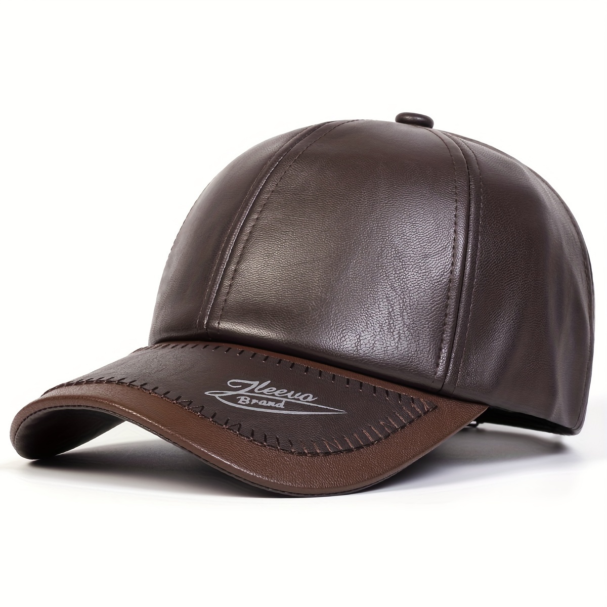 TEMU Gorra de béisbol de PU con letra de marca para hombre, 1 , gorro casual y ajustable para exteriores, adecuada para salidas de otoño/invierno,