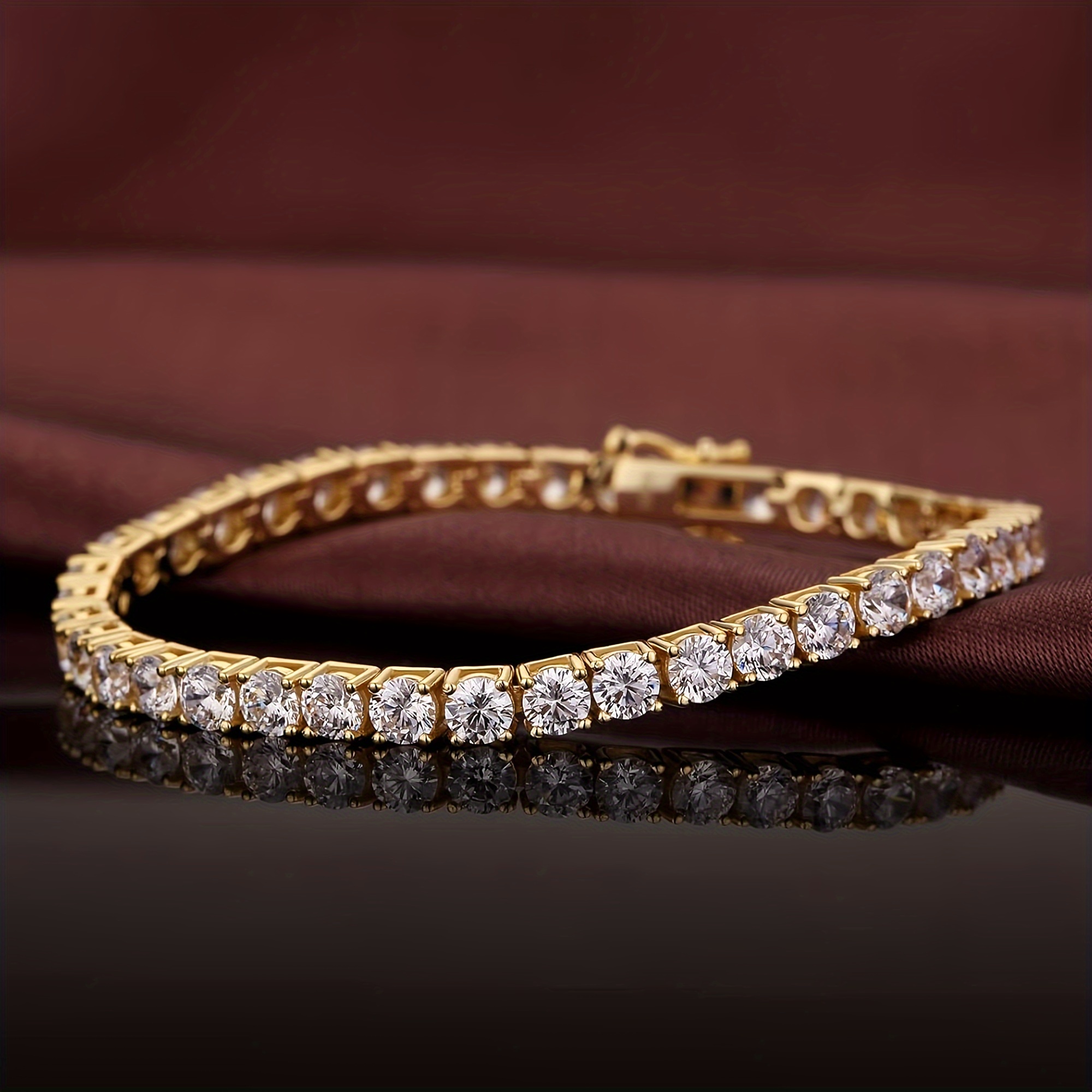 

Men's New Golden 6.0 Zircon Cuban Tennis Bracelet 6.0 Inches-8.5 Inches, Same Style For Men And Women