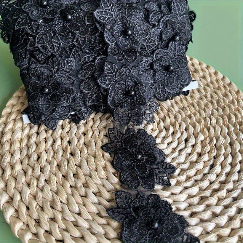 TEMU Décoration de bordure en dentelle brodée, assortie aux perles, pour la couture, les robes de mariée, le scrapbooking et les d'artisanat. Ruban