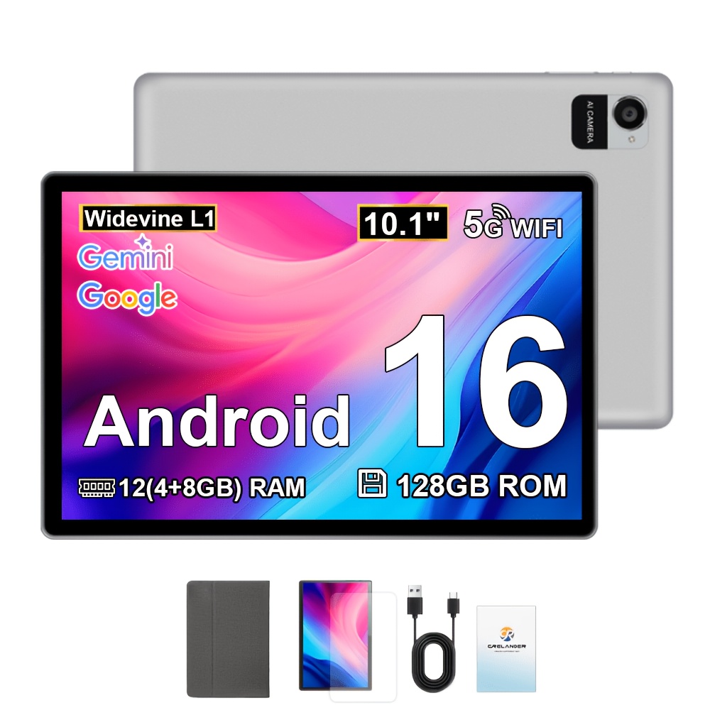 Crelander 16 Tablet, 12(4gb+8gb) , 128gb Rom, Core Cpu, Ai, 10.1 Inch Ips Screen, Dual Wifi, 2in 1 Tablet Pc With Protective Case