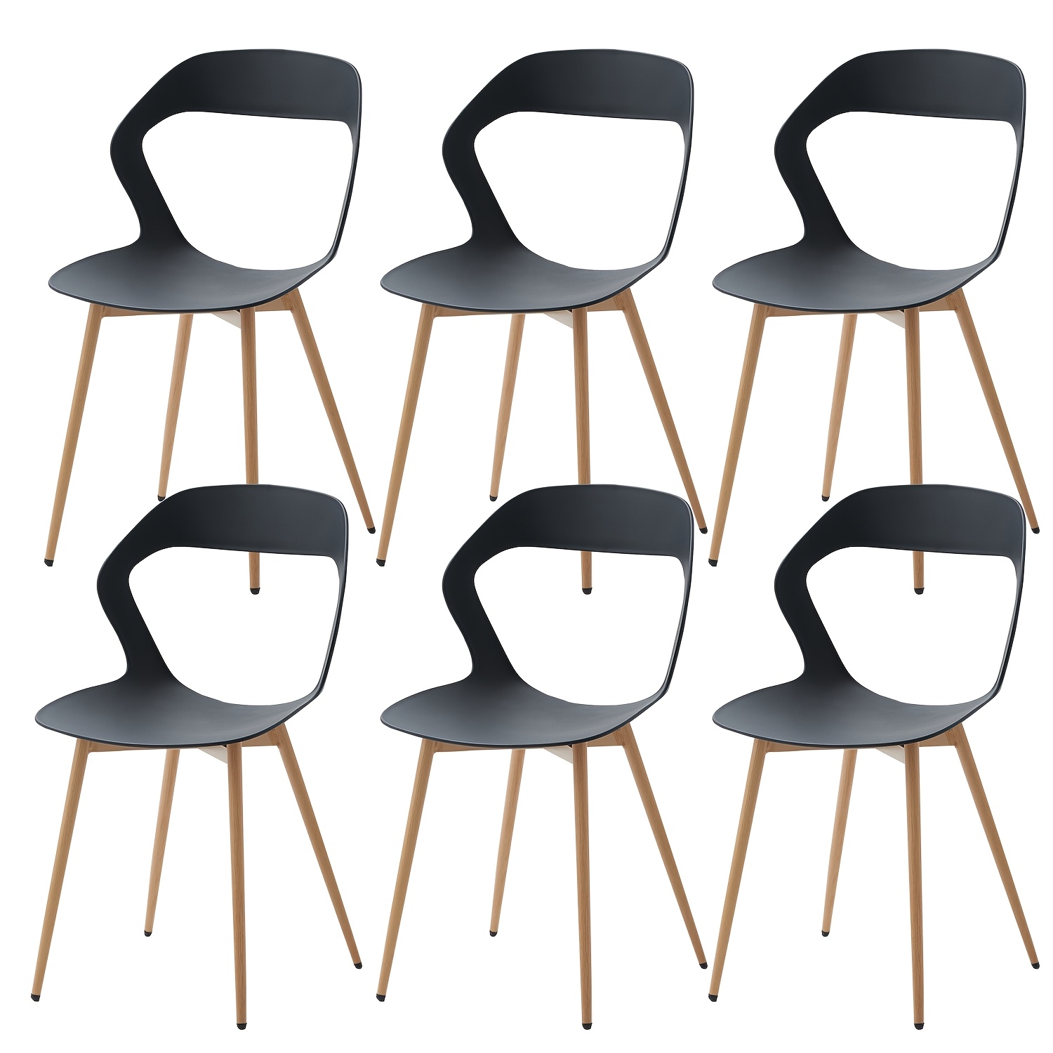 Image of Egoonm Dining Chair Set Of 6, Dining Chairs Chair With Hollow Backrest, Dining Room Chair Dining Furniture, Furniture For Dining Room, Dining Room Table, Kitchen Furniture, Dining Room(white/black)