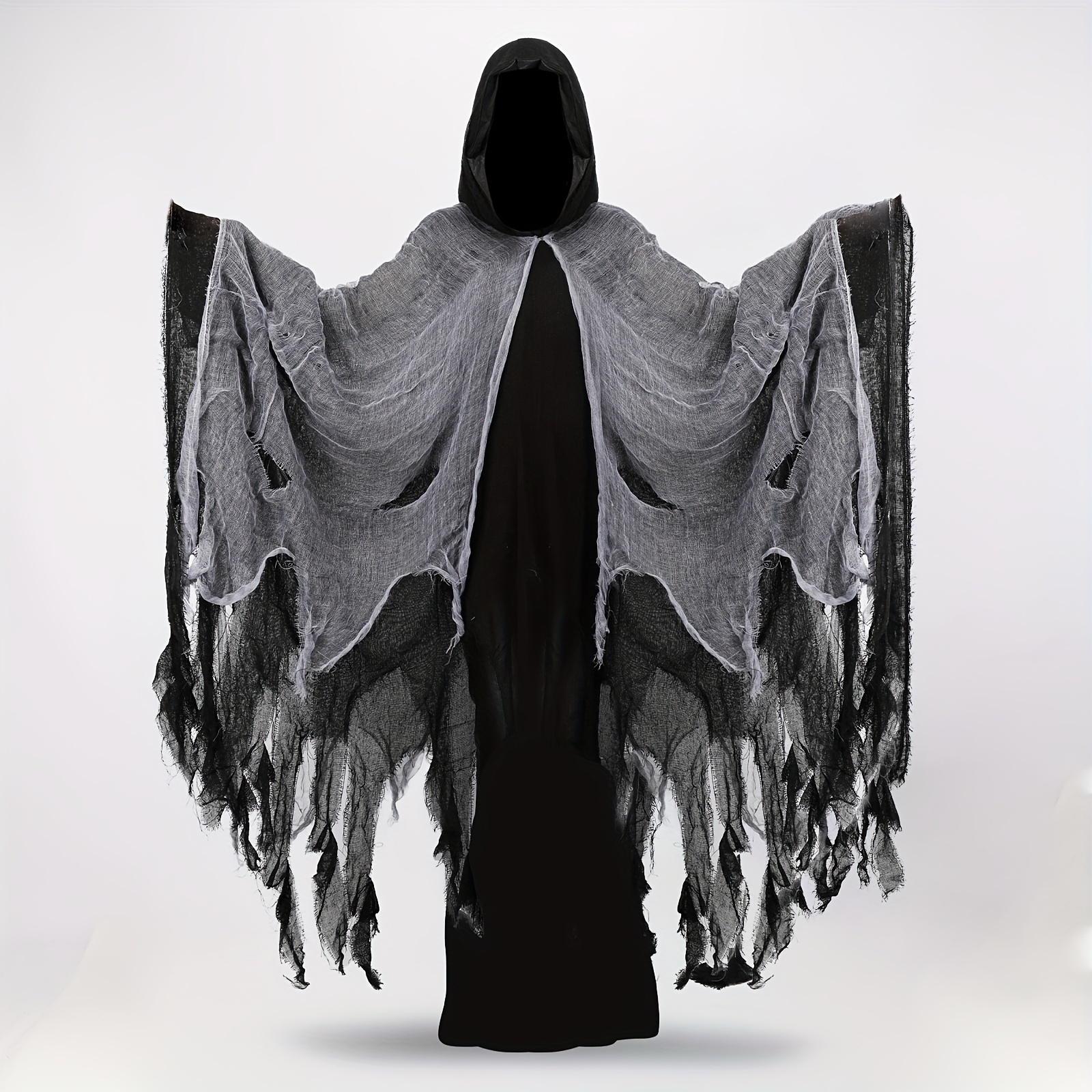 Spooky Halloween Costume Cloak - Adult Witch & Reaper Cape For Parties, Polyester