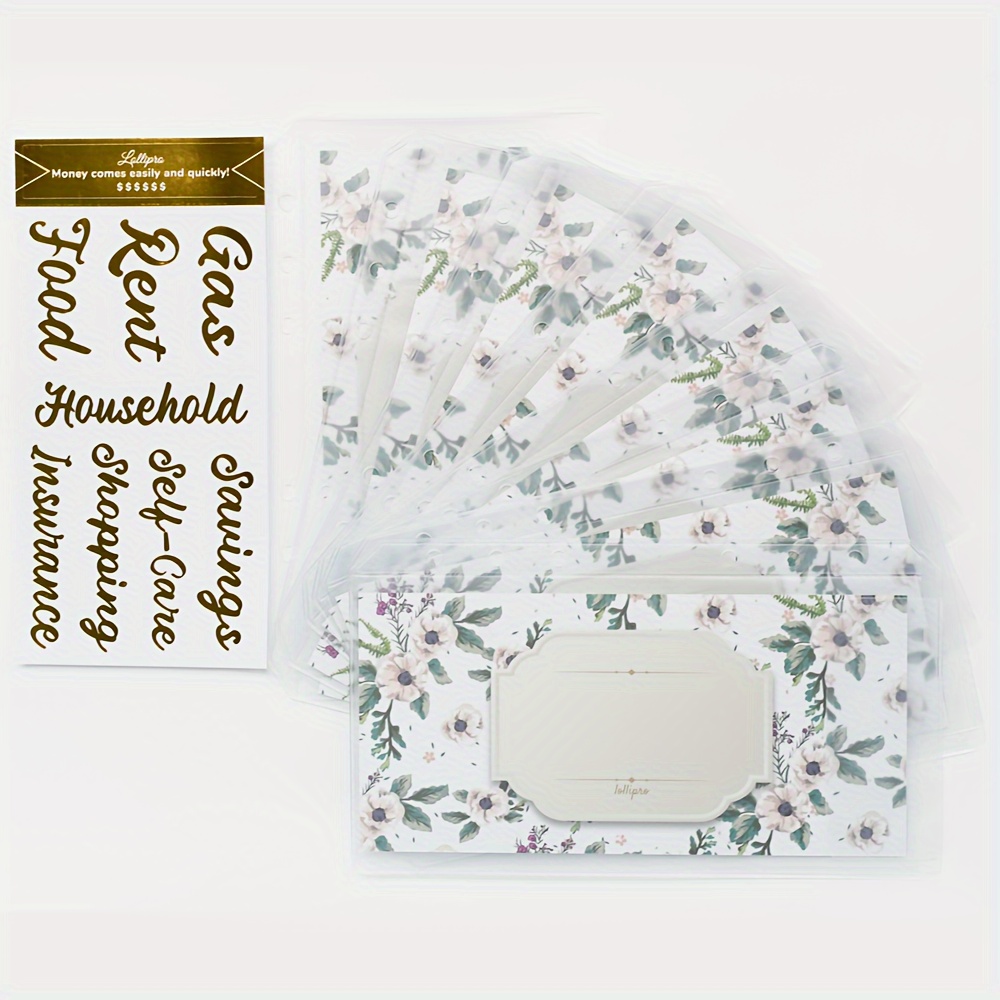 Image of 8 Pvc 6-ring A6 Binder Cash Envelopes 8 Double-sided Printed 300gsm Budget Category Cards And Stickers For Budget Management To Help Money