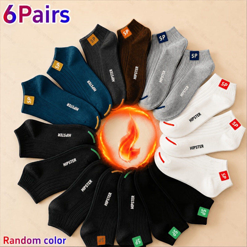 TEMU 6 Pairs Pack Women's & Men's Ankle Socks - Heel, Breathable Seamless Elastic Short Socks Suitable For , Assorted Random Colors, Unisex For, Gym,