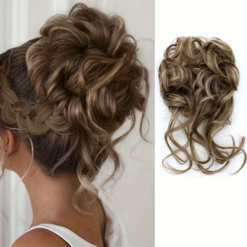 elegant womens synthetic curly donut hair extension easy to style for daily wear christmas parties details 6