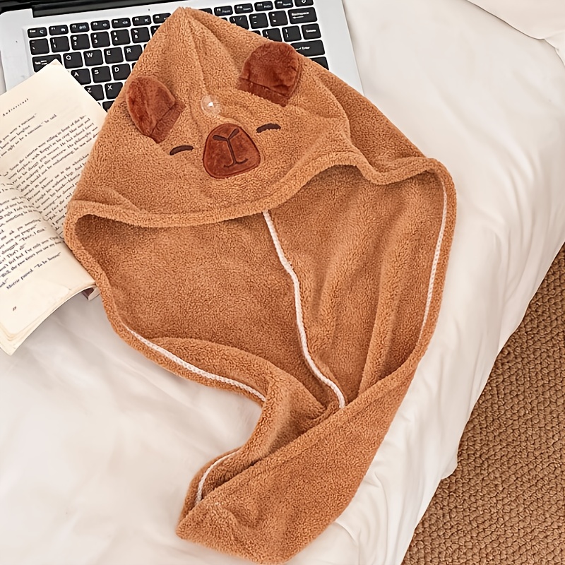 TEMU Adorable Blast! A Dry Hair Shaped Like A Capybara, Made From Soft Fabric The Skin, Quickly Absorbs Water And Dries Without , Perfect For Bathing