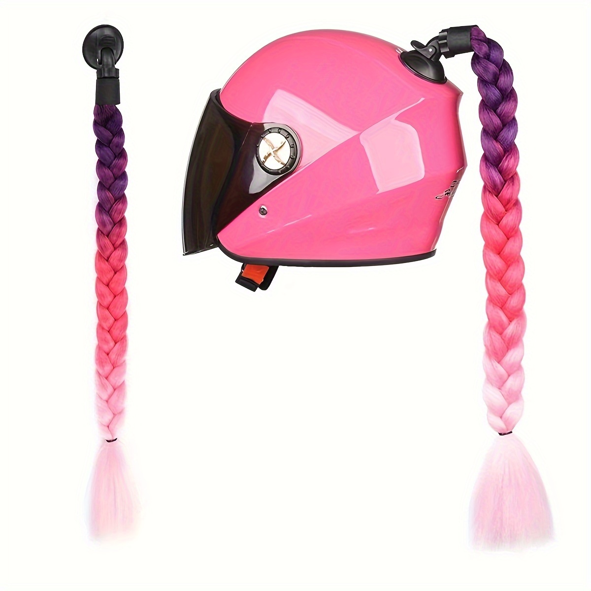 

Motorcycle Helmet Decoration Braids Hair Tails With Suction Cup ( Helmet Not Included)