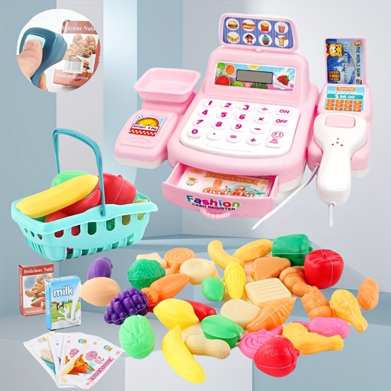 Caisse Enregistreuse Enfants, Cuisine Caisse Enregistreuse Jouet Avec Calculatrice Scanner Son Nourriture Cadeau De Carte De Credit Pour Enfants A Partir De 3 Ans Rose Caisse Enregistreuse Enfants, Cuisine Caisse Enregistreuse Jouet Avec Calculatrice Scanner Son Nourriture Cadeau De Carte De Credit Pour Enfants A Partir De 3 Ans Rose