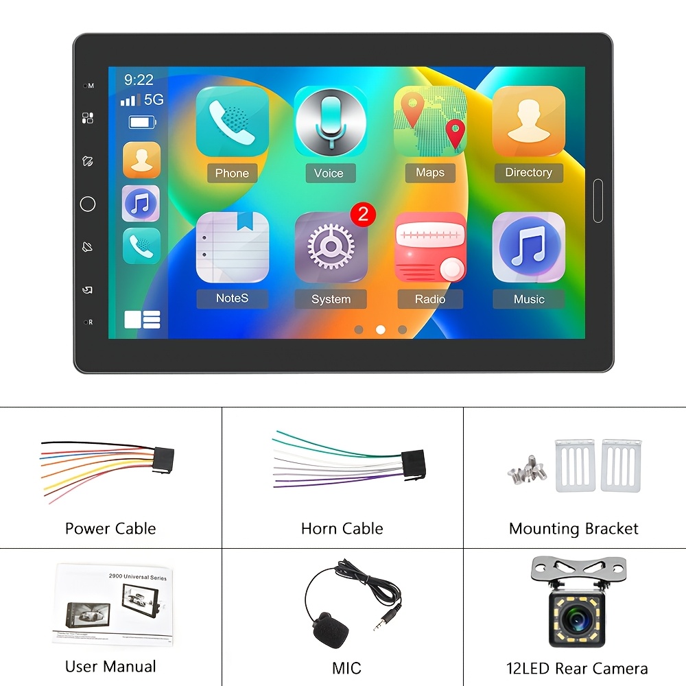 TEMU Podofo 10, 1 Inch Adjustable Removable Touch Screen Car Stereo Single Din With Carplay Auto Car Radio Fm Car Audio Receiver Support Rear Camera Tf Aux Usb Swc Dvr, Without Battery