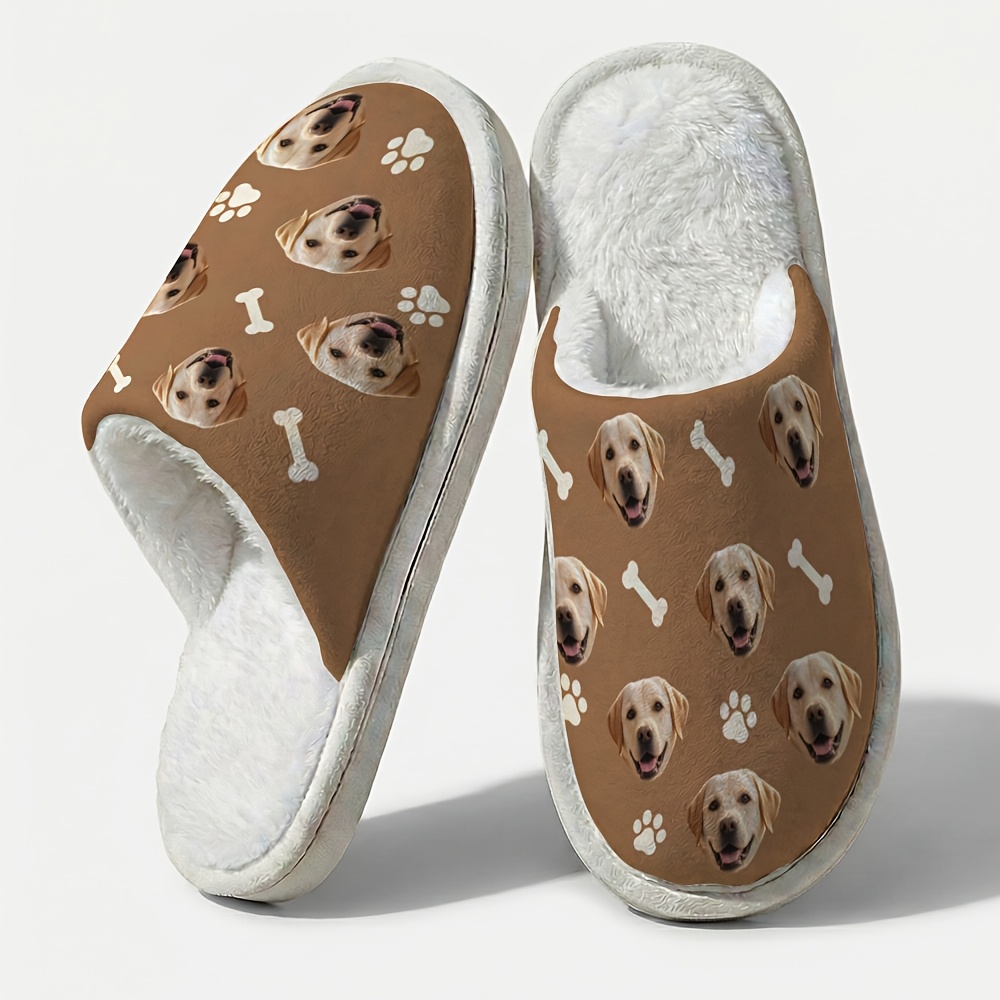 TEMU Personalized Slippers Featuring Your Pet's Face, Perfect For Lovers. Shoes Make A Great Gift For Birthdays, Christmas, Valentine's Day, Or