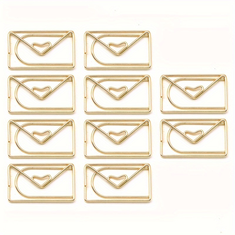 10pcs Envelope Shaped Paper Clips Metal Creative Paper Clips Colored Paper Clips Shaped Paper Clips Office Data Paper Clip File Test Paper Classification Clip