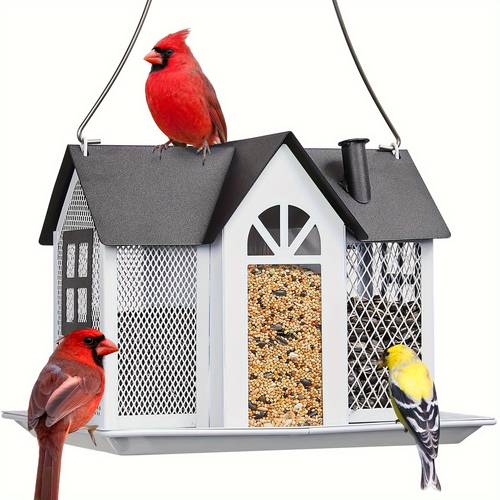 bird feeder house for outside metal mesh wild bird feeder with triple feeders for finch chickadee large capacity weatherproof and friday items outdoor decor christmas gift for bird lovers