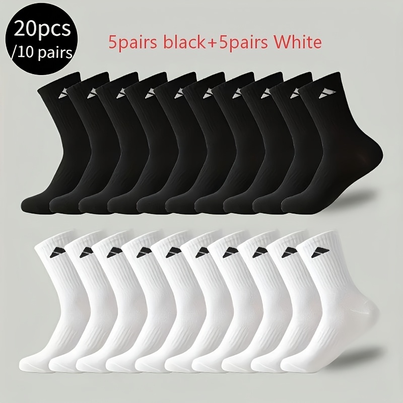 TEMU 20pcs/10 Pairs Of New Solid Socks For Men And Women, Comfortable And Breathable Fitness Socks For Spring And Summer, Running Socks, Suitable For