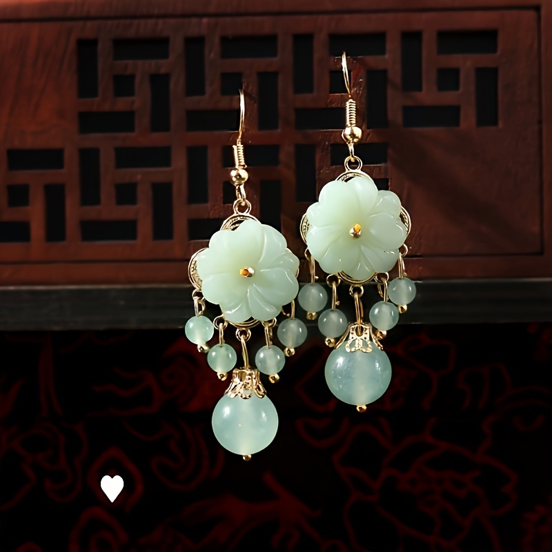 

Elegant -chic Flower Drop Earrings For Women - Alloy With Golden-tone Accents, & Parties - Includes Interchangeable Ear Clips & Hooks