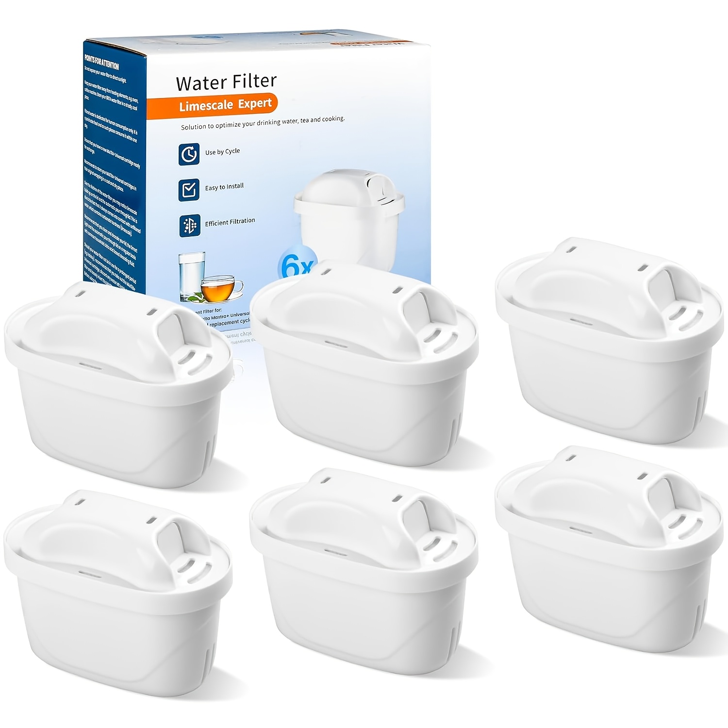 Image of 6 Or 12pcs Universal Replaceable , 4 Layer Filtration: Pp Cotton Coconut Shell Activated Carbon Resin Non-woven Fabric, Reducing Scale Lead And Copper Content